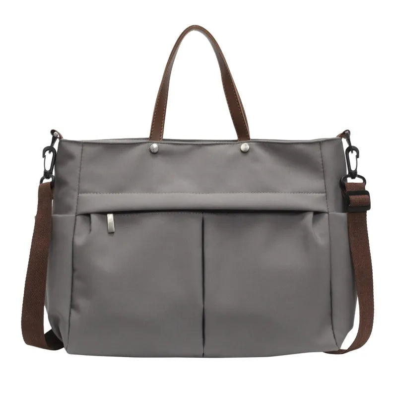 Nylon crossbody tote bag in black colour with shoulder strap