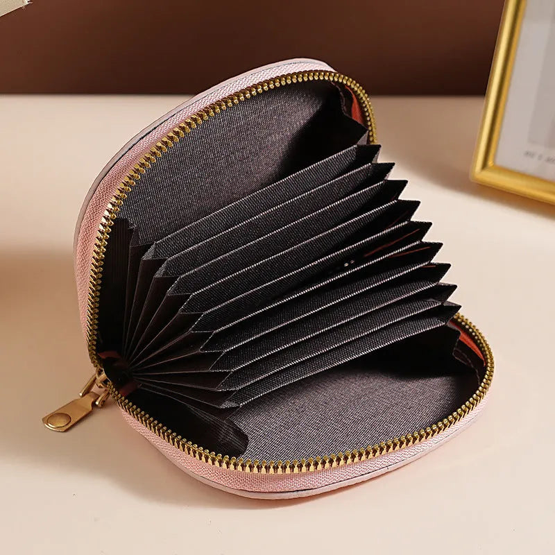 Ladies fashion shell card holder storage bag in PU leather, solid colour, unisex design