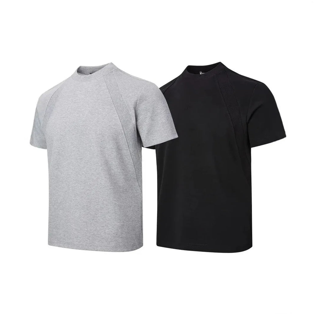 Loose fit short sleeve top with air layer stitching detail in grey.