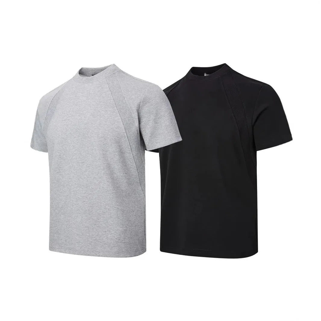 Loose fit short sleeve top with air layer stitching detail in grey.