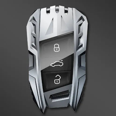 Metal mecha golf auto key shell set in silver with button case buckle