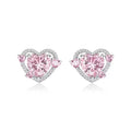 White k heart-shaped stud earrings for women with butterfly clasps