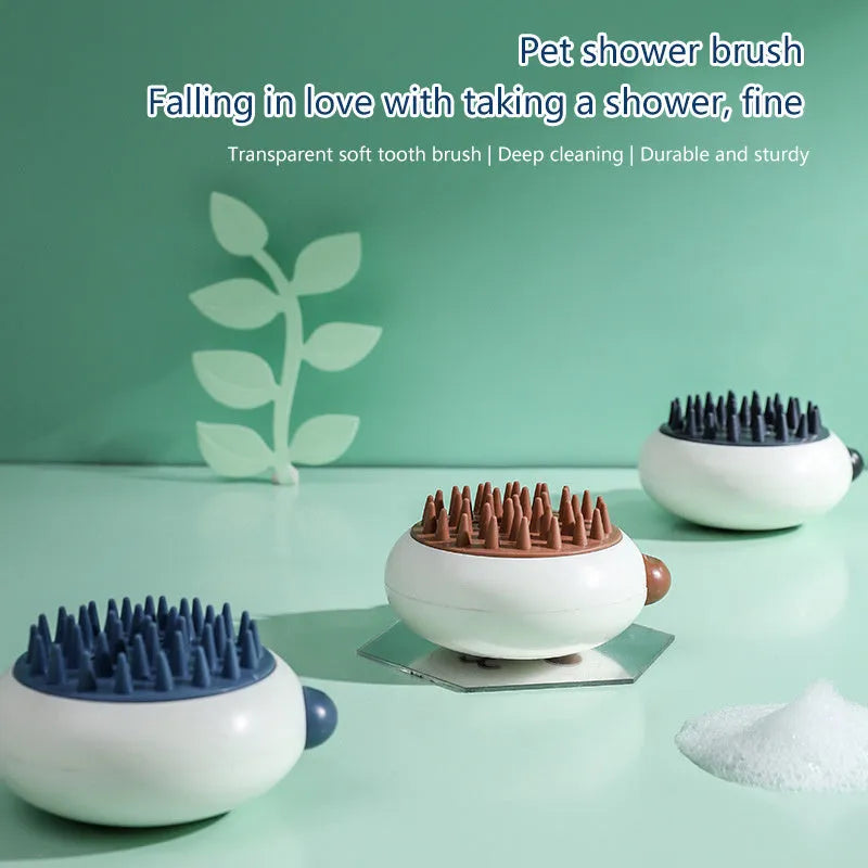 Panda shaped silicone pet shower brush with soft bristles for cat and dog bath time
