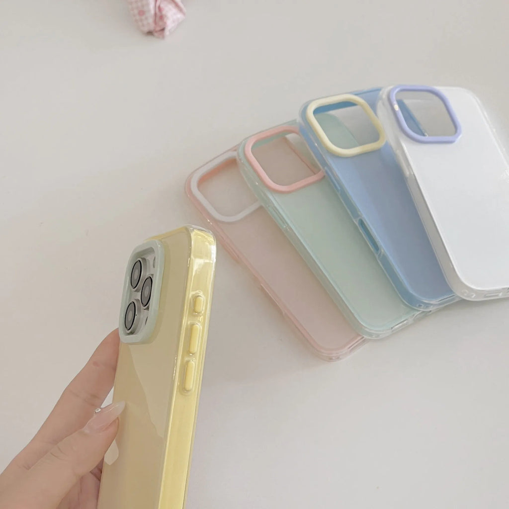 Simple solid colour jelly TPU phone case for iPhone 11 to 16 Pro Max in blue