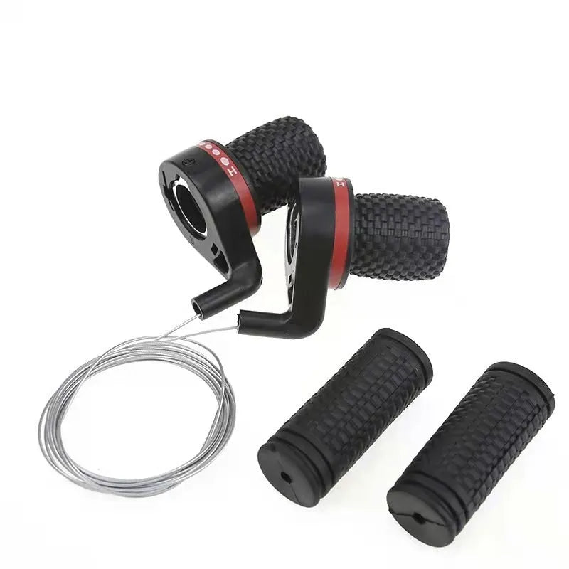 Black bicycle handlebar rotary governor shifting handle set with cables and grips for mountain bike