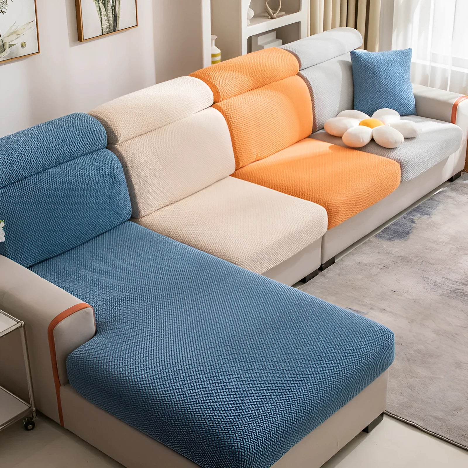 Home fashion polyester stretch sofa cover in fruit green colour for backer cushion furniture protection