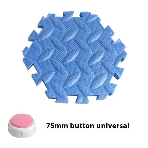 EVA foam pet ac button non-slip mat in green, square shape 16x16x1cm, on a wooden floor