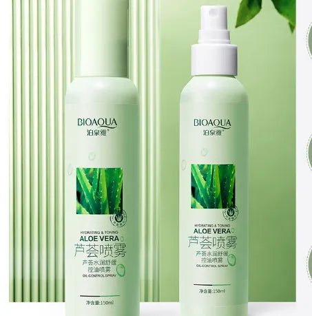 150ml bottle of fine mist moisturising toner spray with spray nozzle on a clean background.