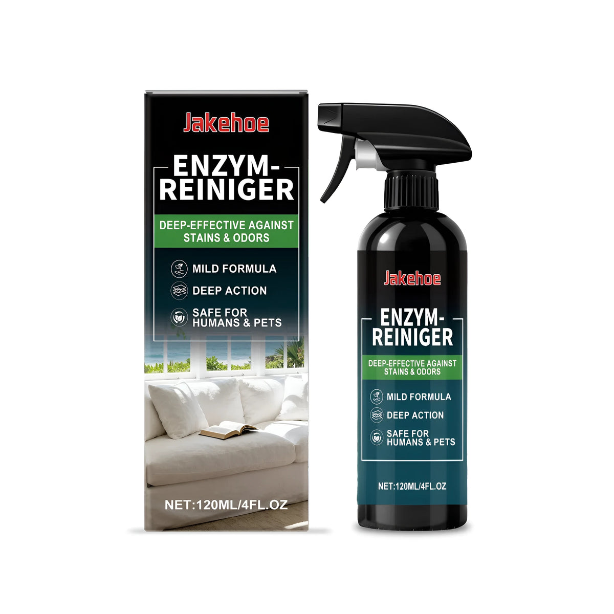 120ml bottle of enzyme stain cleaner for fabric spot treatment