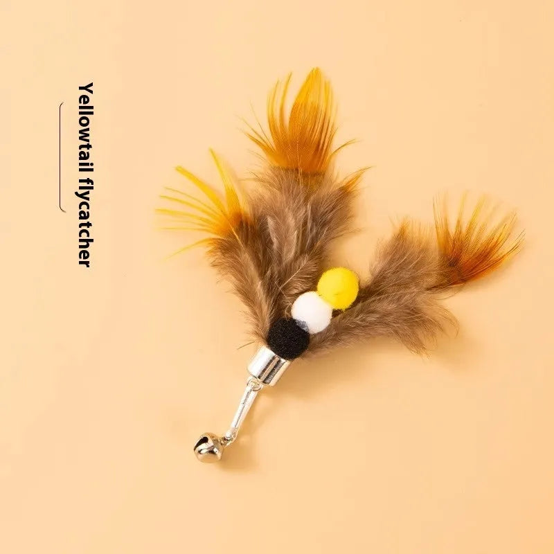 Three steel wire cat toy replacement heads shaped like small flying insects, shown against a plain background.