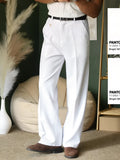 White high waist full-length women's trousers in polyester, regular fit, inelastic, sizes S to 2XL