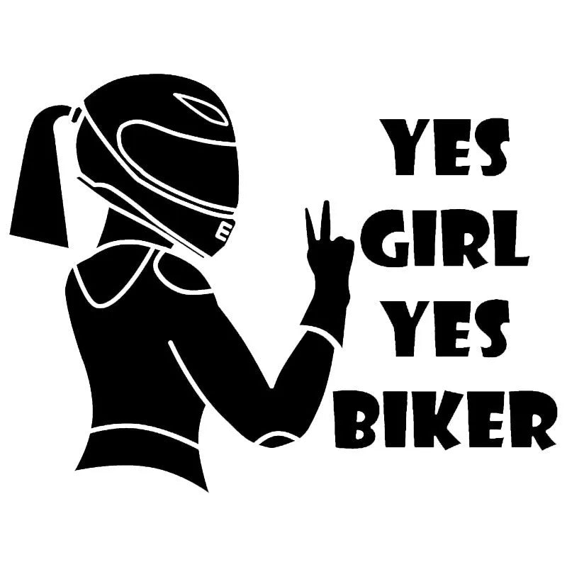 Cool girl rider character car sticker in 16cm × 15cm size with waterproof PET material