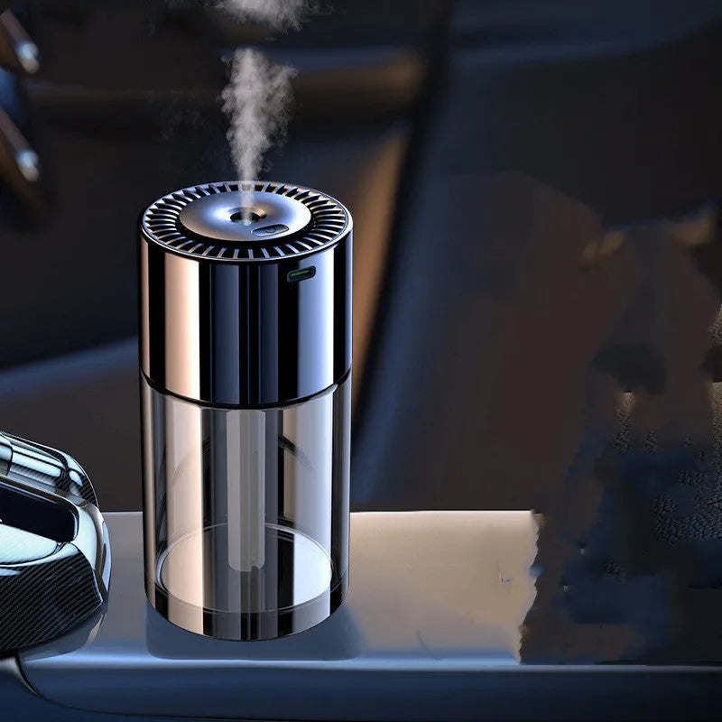 Glass AI intelligent spray perfume humidifier with USB plug, 12.7cm tall.