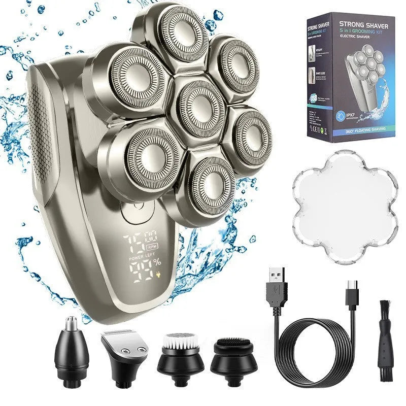 Men's multifunctional magnetic knife head electric shaver rechargeable with floating cutter head and LED display