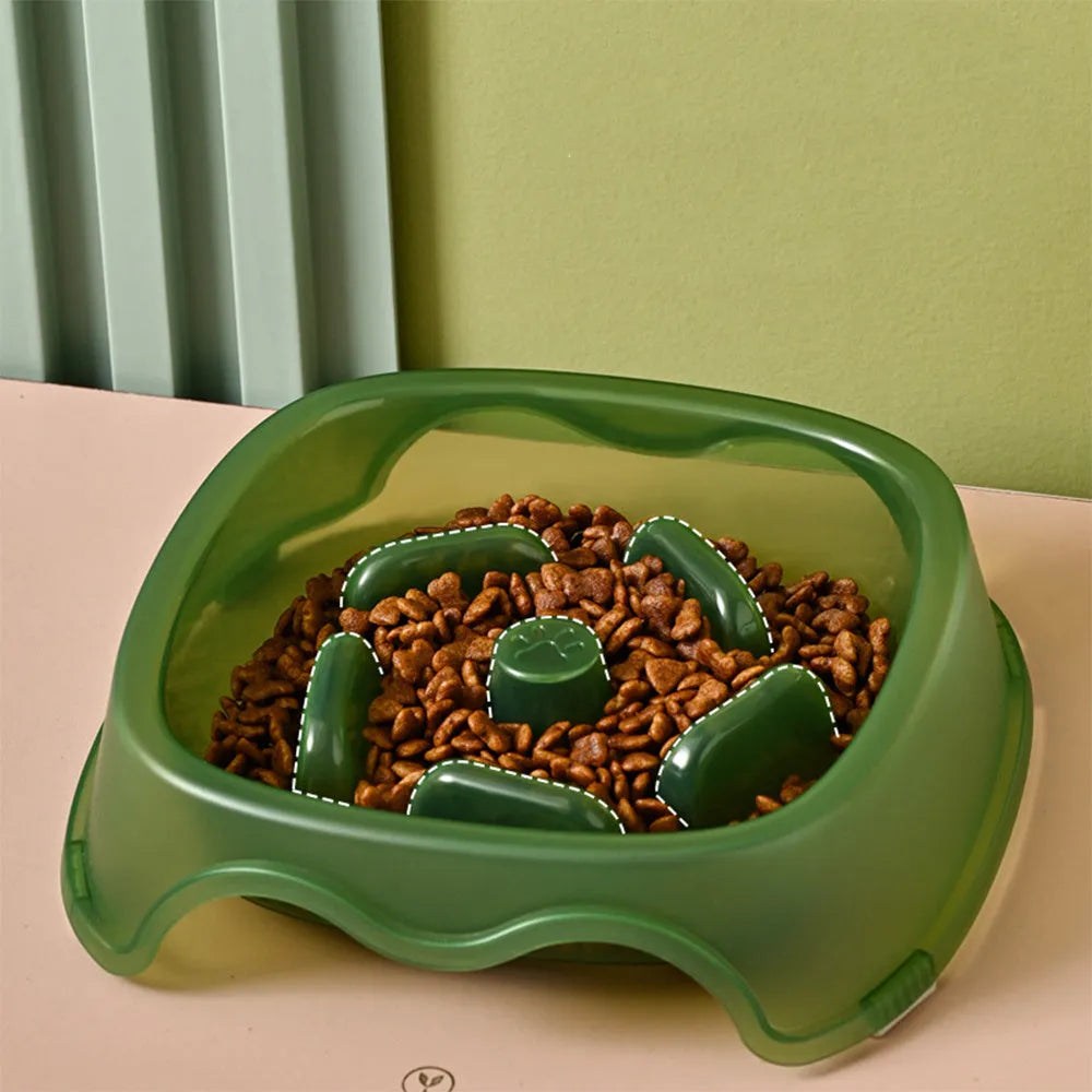 Pet dog slow feeder anti-choking bowl with maze pattern in multiple colour options