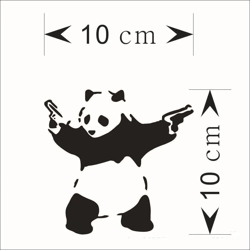 Outdoor sports panda reflective car sticker black PET material 10x10cm cartoon decal