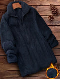 Double-sided fleece outdoor jacket in black colour with zip fastening