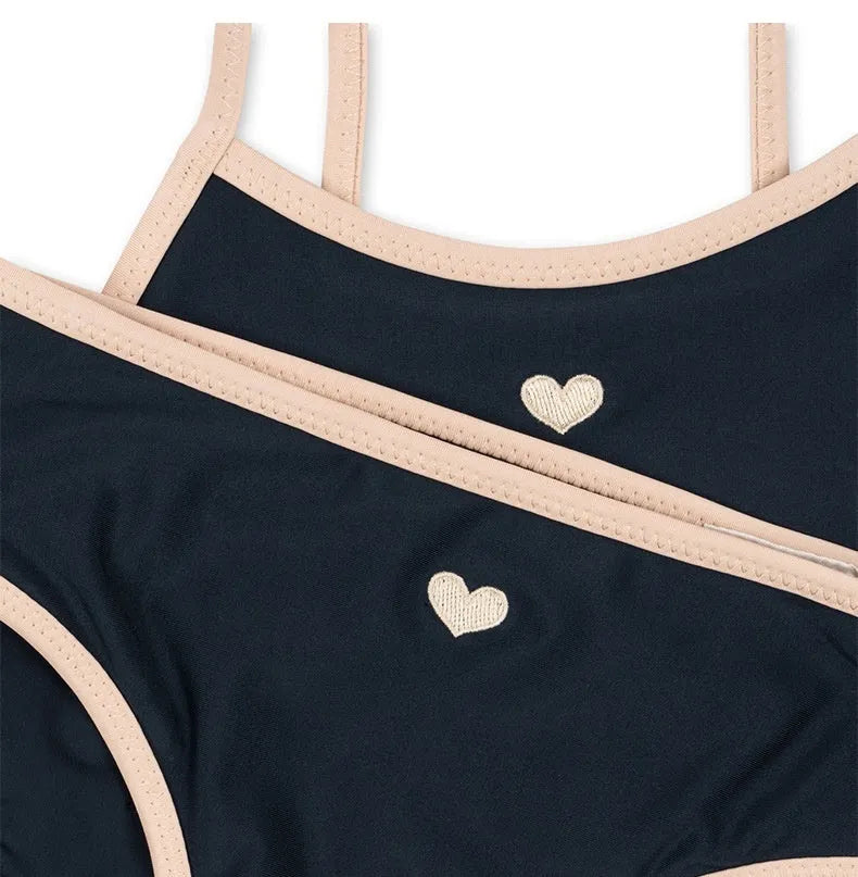 Dark blue split leg swimsuit for baby girls aged 1-6 years