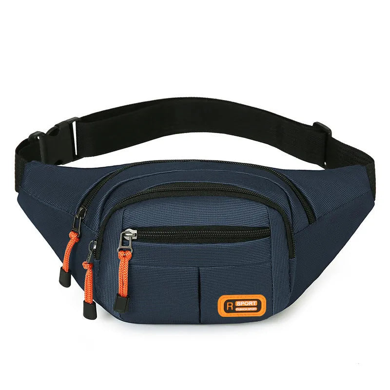 Waterproof slanted chest bag in black, blue, grey or green colour with large capacity for outdoor activities