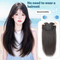 Black long straight high layered human hair wig for women with full-head coverage