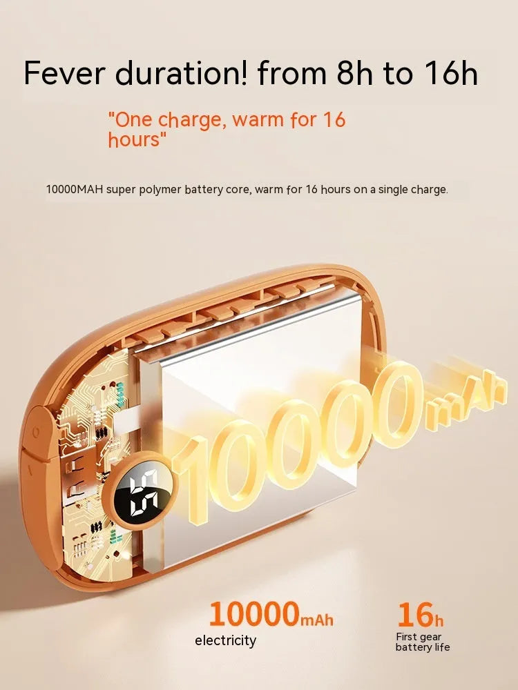 Two-in-one hand warmer and USB power bank, 11.5x7x2.6cm, in milky white, pink or warm orange
