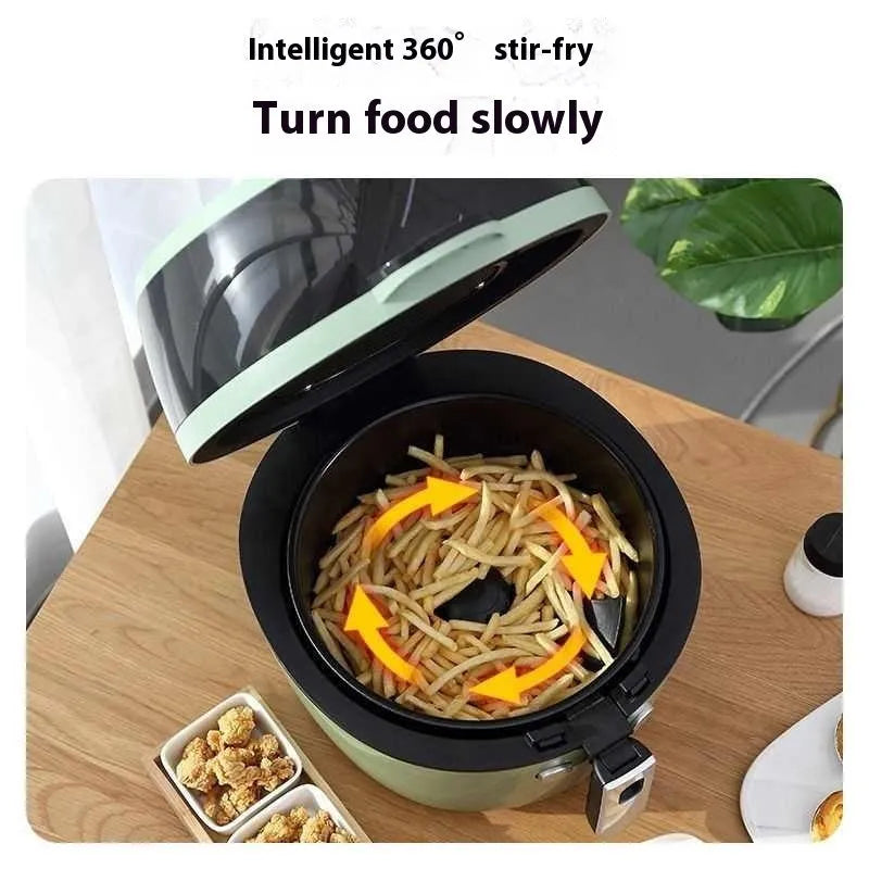 Mechanical button air fryer oven with glass viewing window and 8-litre capacity on kitchen counter