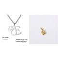 Gold tone adjustable letter necklace on skin showing initial pendant and cross chain links