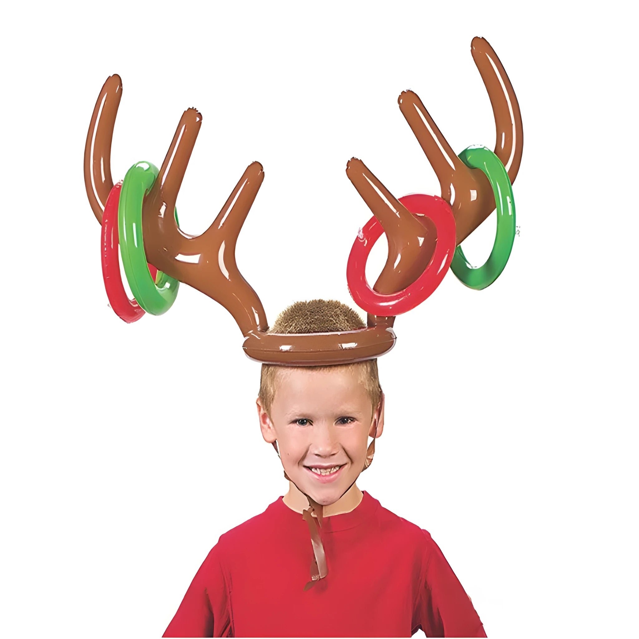 Inflatable reindeer antler hat ring toss game with 80cm antlers and 20cm PVC throwing rings for Christmas party