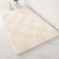 Solid colour non-slip floor mat in beige, grey or white, woven polyester, square, 40x60cm to 60x90cm