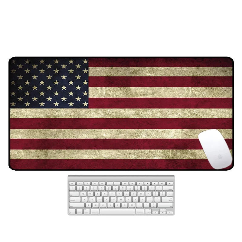 Large computer desk pad with printed pattern and natural rubber non-slip base for office and gaming use