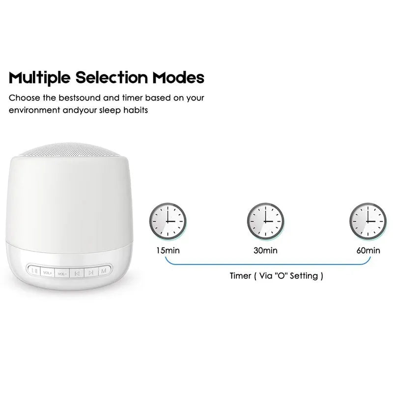 Silver Baby Rest Sound Machine with touch-control mood light and 28 non-looping sounds