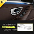 Four black interior handle decorative strips for BMW 5 Series F10/F11 models with stainless steel trim detailing