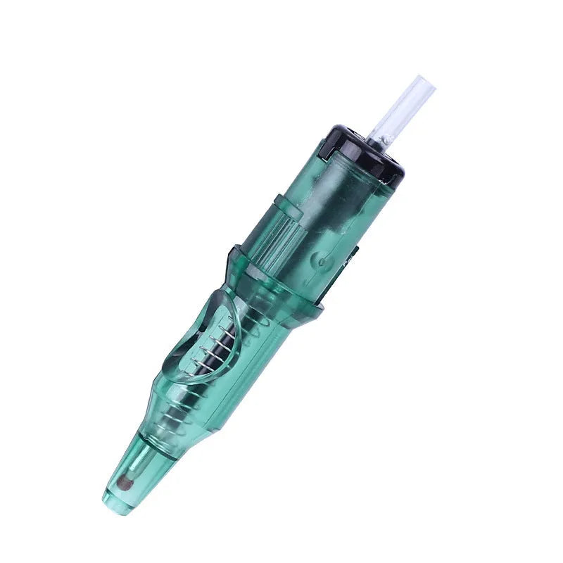 Tattoo drawing pen with needle system in multiple colours for line work and colour application