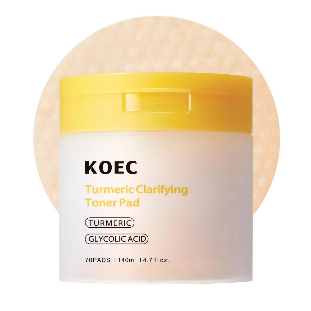 KOEC turmeric glycolic acid cotton cloth 70 count box with tweezers