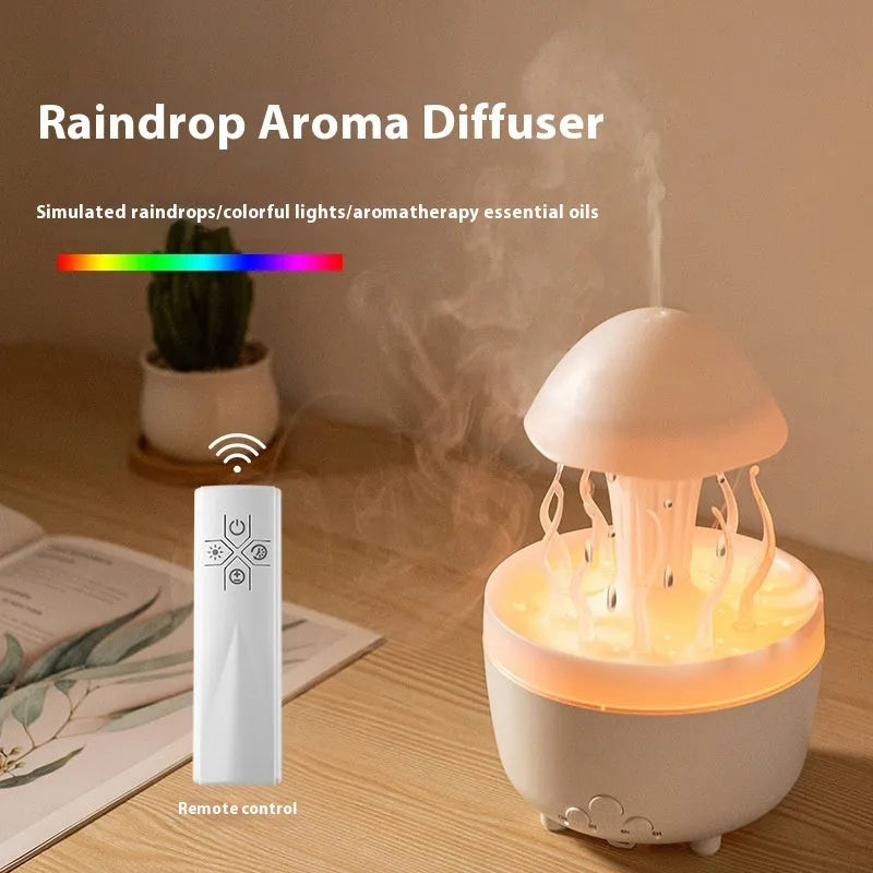 Rotating water drop aroma diffuser humidifier with colourful night light in a column design