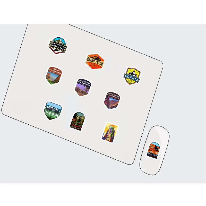 50 small matte National Park stickers in YT28 colour for stationery, cellphone, computer, and luggage use