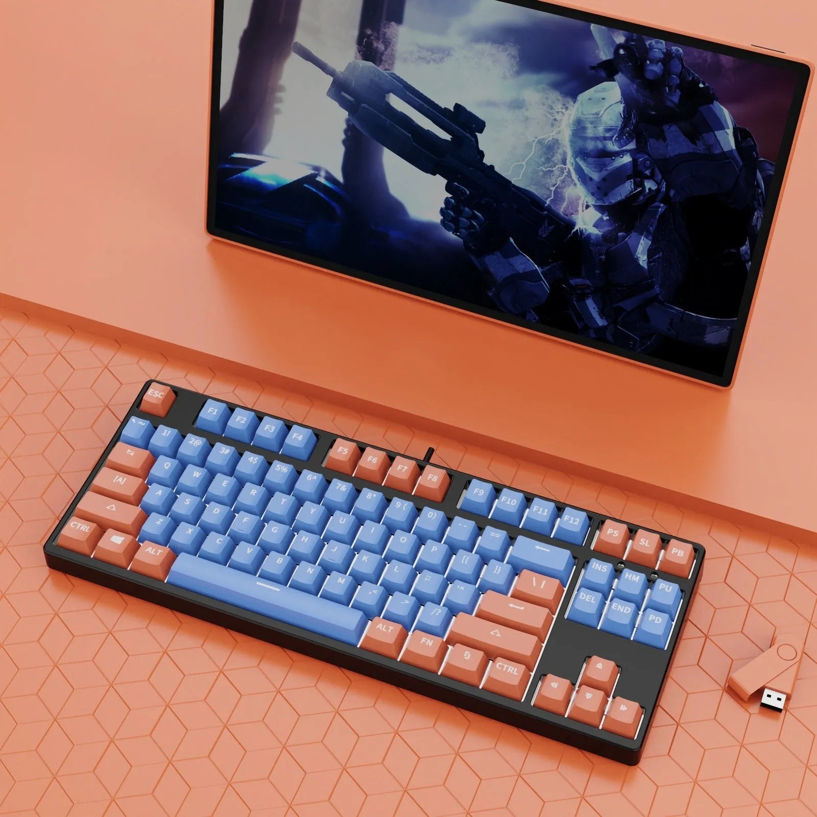 87-key wired mechanical keyboard with two-colour backlighting and hot-swappable switches