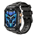 Smart watch with Bluetooth calling and gas compass in black, showing touch-button operation and IPS screen