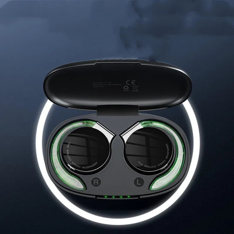 Black and white sports wireless Bluetooth earphones with ear plug design
