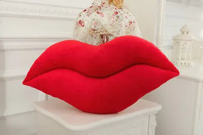 Plush big lips pillow in Pink or Red, short plush with PP cotton filling, 50cm or 65cm
