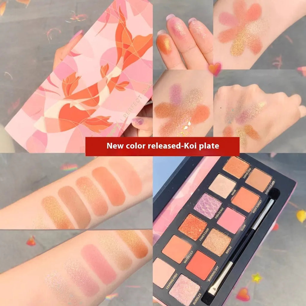 Explorer twelve-colour animal themed eye shadow palette open showing pressed powder shades.