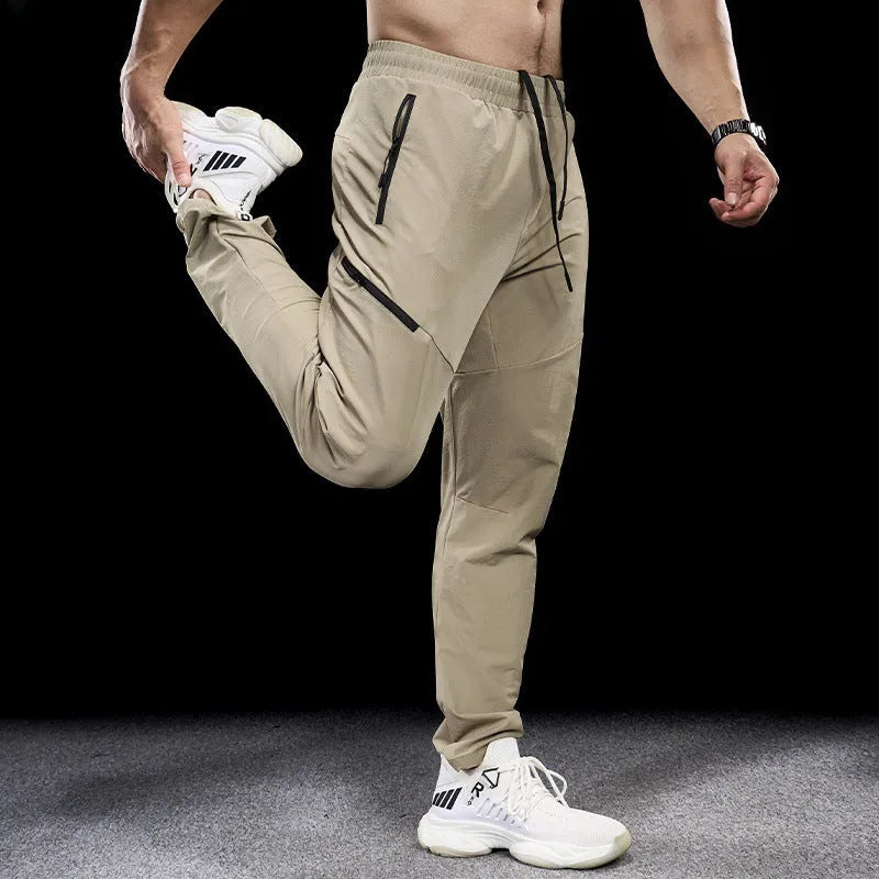 Men's waterproof quick-drying workout trousers in nylon available in Army Green, Black, Dark Gray, Khaki, and Beige colours