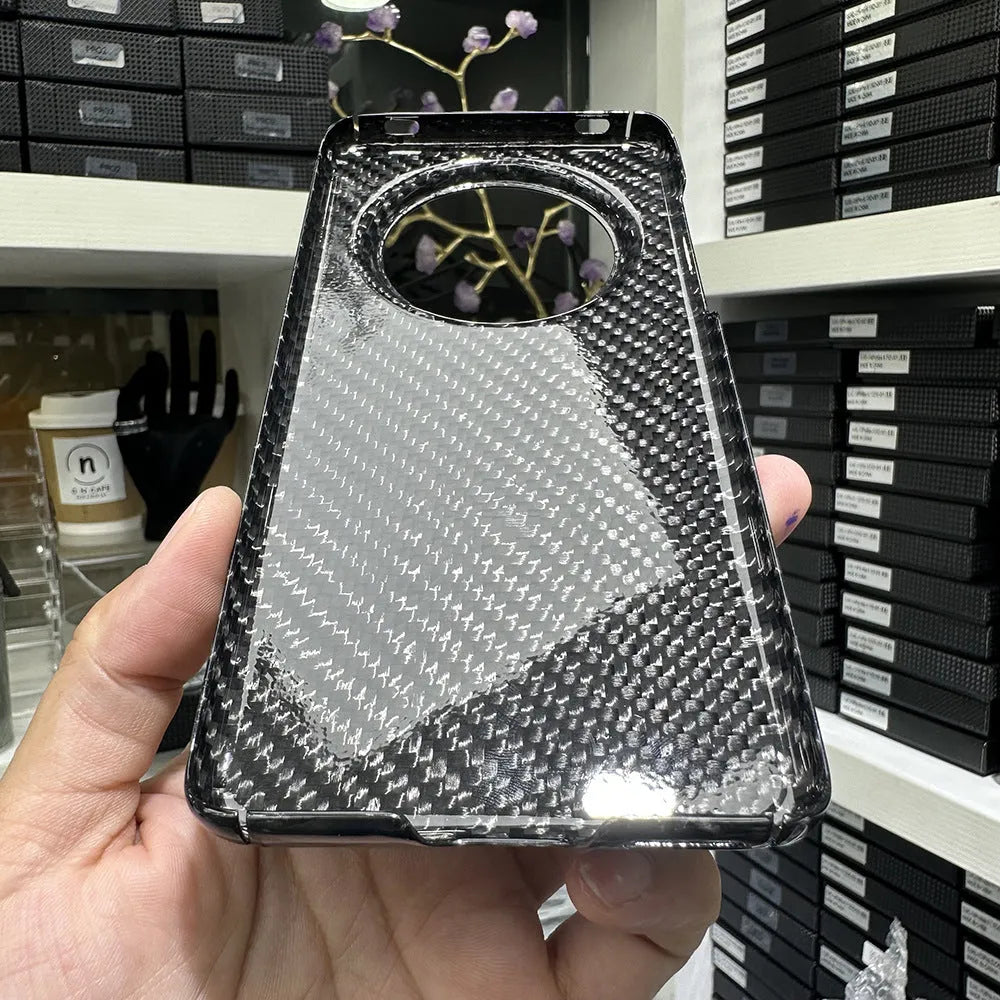 Carbon fibre hard phone case for Huawei Mate 60 Pro with forged pattern and heat dissipation