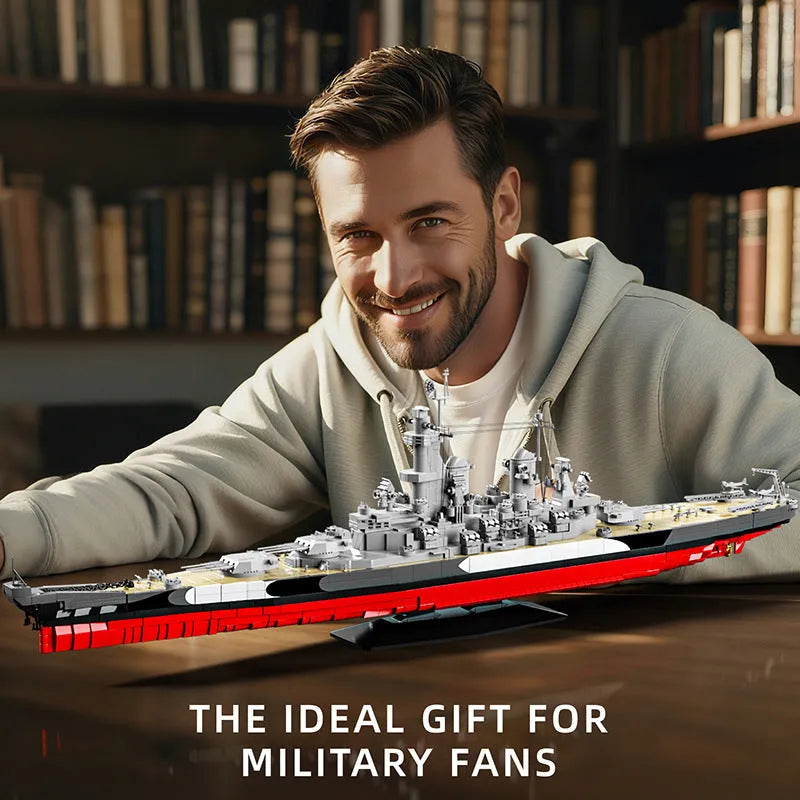 High difficulty puzzle splicing building blocks USS Missouri battleship plastic model kit in colour box