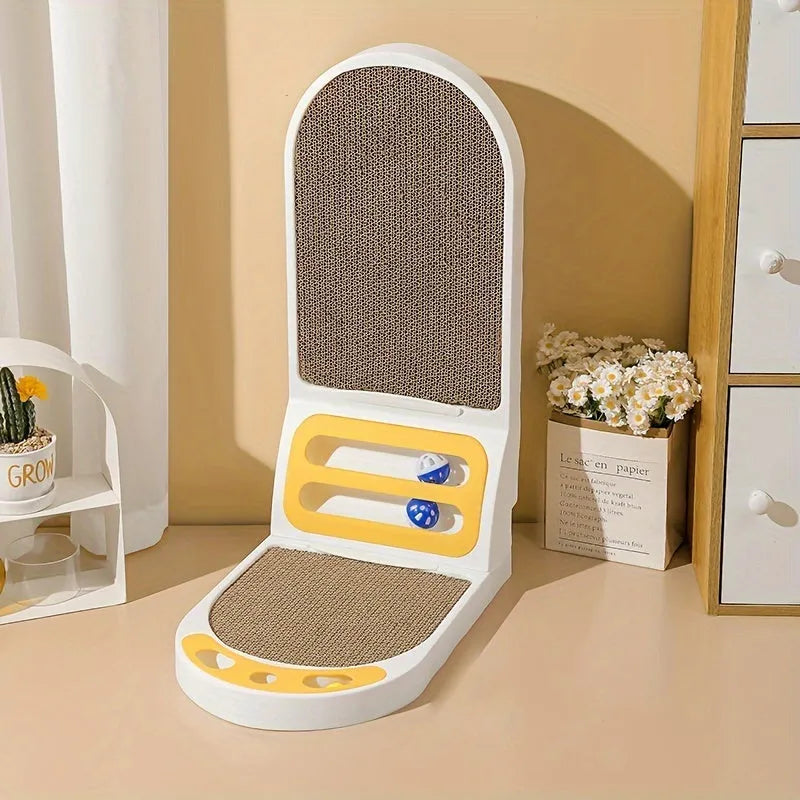 L-shape cat scratching board with sisal scratching surface and carpet base