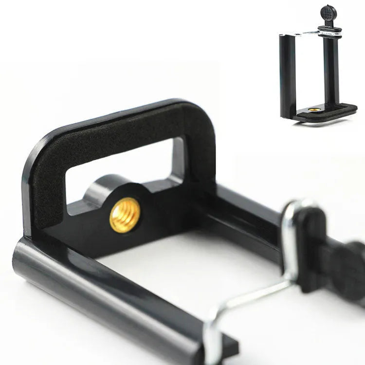 Black plastic U-clip car dashboard phone mount holder for universal smartphones.
