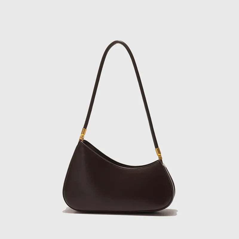 Retro oval women's underarm bag in PU leather with single shoulder strap shown in multiple colour options
