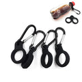 Outdoor travel water bottle hanging buckle in silicone, 55x37mm, shown on backpack strap