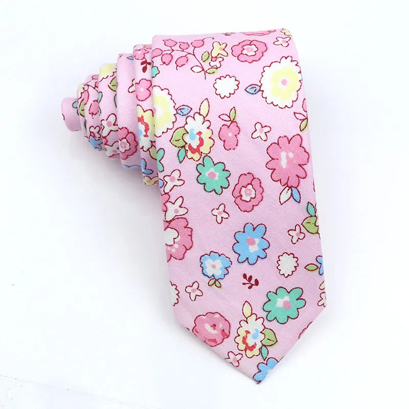 Narrow cotton bow tie with Korean-style cartoon patterns in multiple colour options