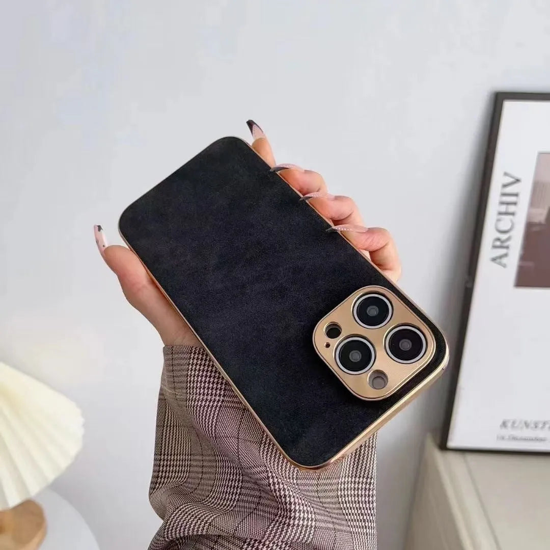 Leather texture TPU phone case for iPhone in black, blue, grey and grey-green colour options